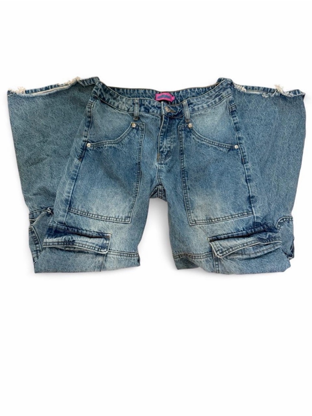 Edikted Blue Denim Cargo Jeans